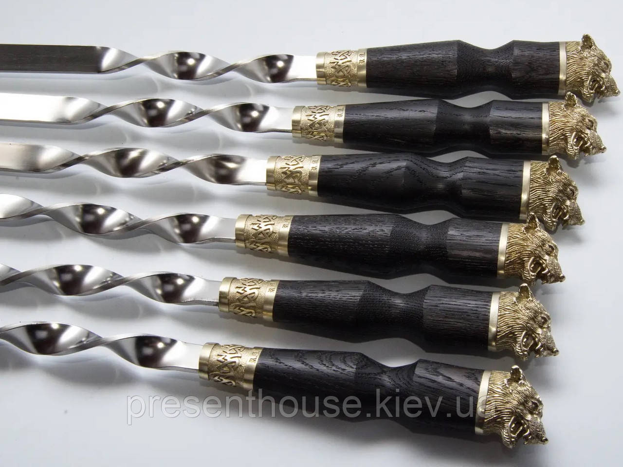 Набір шампурів ручної роботи  "Вовча зграя" в сагайдаку, фото 1