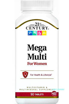 МУЛЬТИВІТАМІНИ ТА МІНЕРАЛИ ДЛЯ ЖІНОК MEGA MULTI 21st CENTURY, 90 табл.