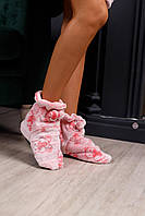 Домашні махрові тапочки - чобітки Малинові Ведмедики