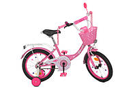 Велосипед детский PROF1 18" Y1811-1K Princess, SKD75, розовый, фонарь, звонок, зерк., корзина