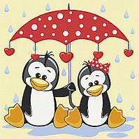Картина за номерами. Art Craft Пінгвіни під парасолькою 30х30 см 15543-AC ssmag.com.ua