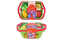 Игрушка Овощи и фрукты 1257 с кастрюлей, плитой и аксессуарами. в корзине 29*13,5*18 см