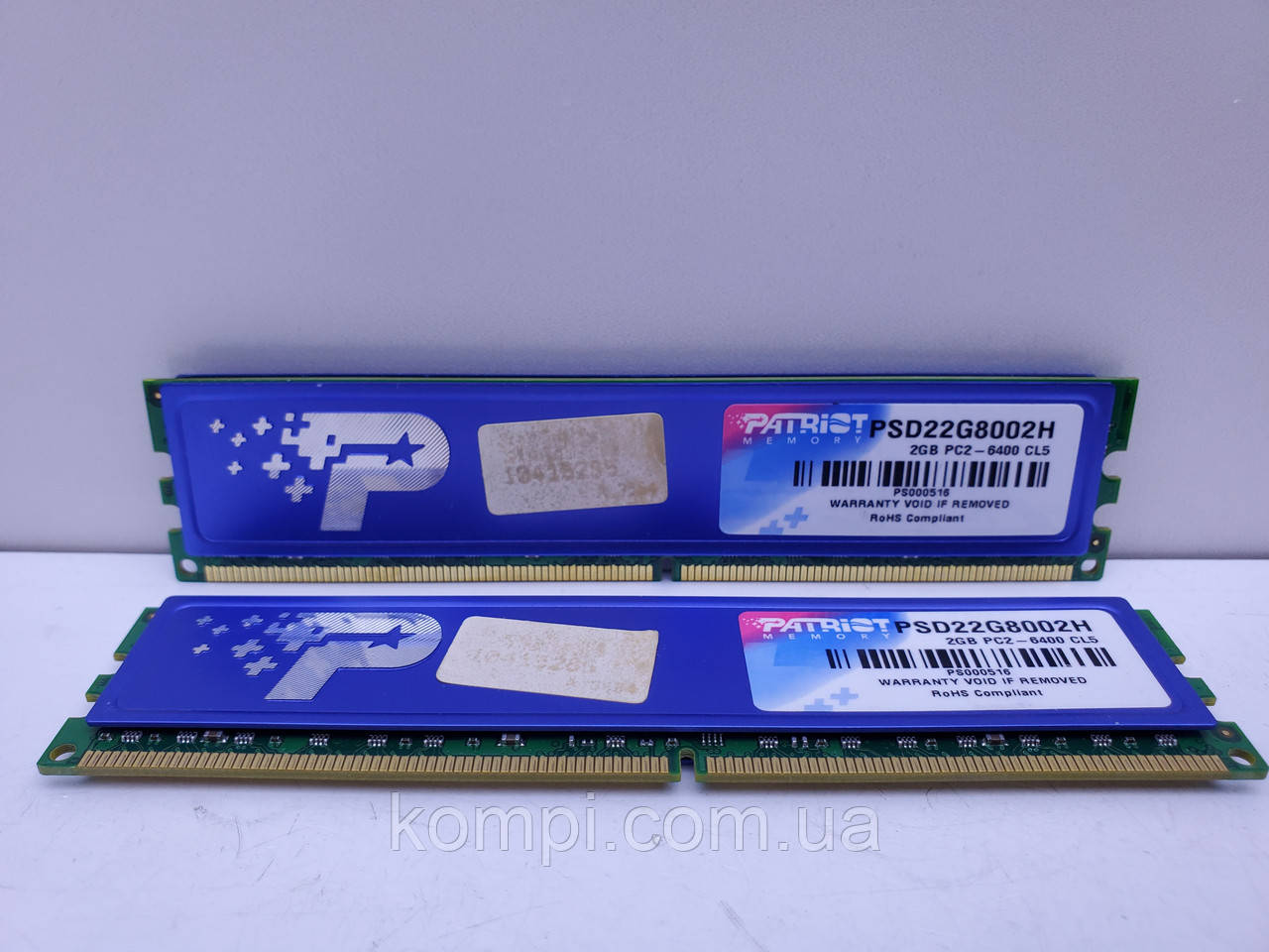 Оперативна пам'ять DDR2 4Gb Patriot KIT (Дві планки по 2Gb, PC2-6400, 800Mhz, б/в)