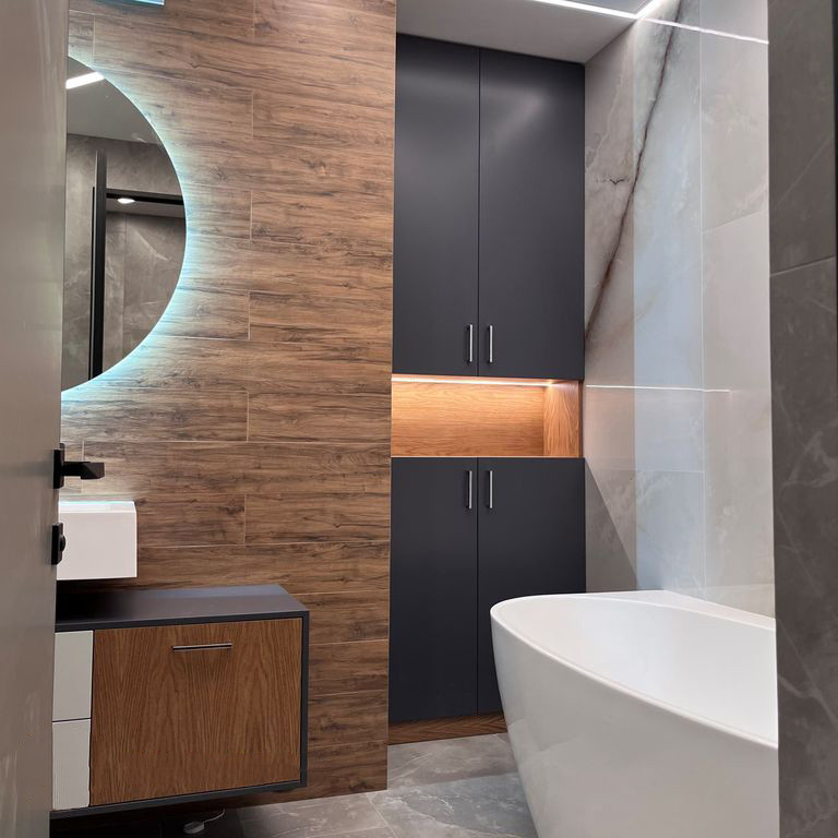 Вбудована шафа у ванну кімнату. Фанера, фото 1