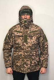 Камуфляжна чоловіча зимова куртка парка Softshell Піксель на слімтексі (Підкладка омні хіт) -30°C