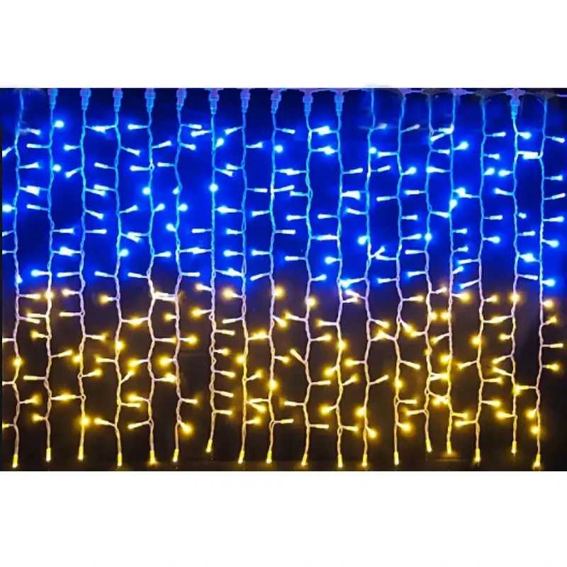 Гірлянда штора водоспад "Флаг України" 2,0Х2,0м, Гірлянда патріотична жовто-блакитна