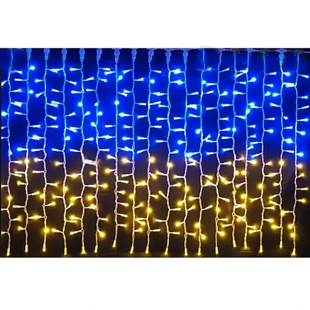 Гірлянда штора водоспад "Флаг України" 2,0Х2,0м, Гірлянда патріотична жовто-блакитна, фото 1