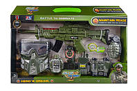 Игрушечный Военный набор M12, на батарейках, оружие, граната, рация, бинокль, маска, коробка