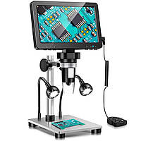 Цифровой микроскоп с монитором 7" и металлическим штативом запись видео,фото кратность увеличения 1200X DM9
