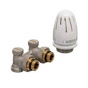 Комплект SET - 21, кутовий, нижнє підключення 1/2"х3/4", 3З, з термоголовкою, Czech Product