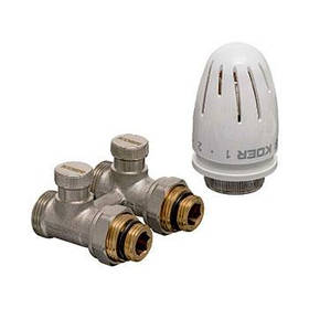 Комплект SET - 22, прямий, нижнє підключення 1/2"х3/4", 3З, з термоголовкою, Czech Product