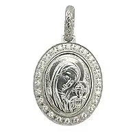 Кулон Божа Матір зі срібла з каменями 3728-б