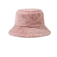 Панама зимняя утепленная женская 55-58 см меховая, шляпа зимняя розового цвета