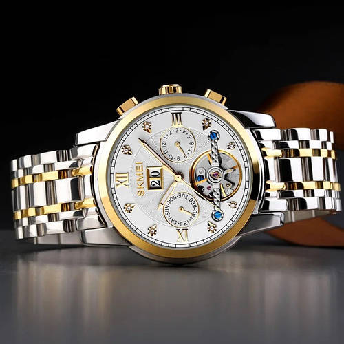 Стальные наручные часы механика мужские круглые классические Skmei ...