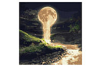Набор для росписи по номерам KHO5033 "Лунный водопад с красками металлик" 50х50см IDEYKA