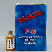 Клей Wellbond W-34 0,5л (полихлоропреновый), для тканей, карпета, ковролина, пластика и других покрытий