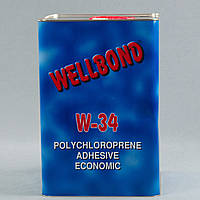 Клей Wellbond W-3415л/12,5кг (полихлоропреновый), для тканей, карпета, ковролина, пластика и других покрытий