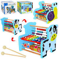 Деревянная игрушка "Центр развивающий" ксилофон, счеты, палочки, 2 вида