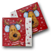 Красива серветка (ЗЗХЗЗ, 20 шт.) VIVA новий рік малюнок "Олень" (1 пачка)