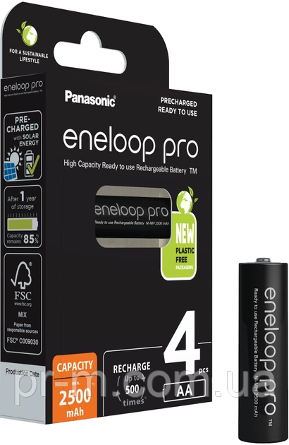 Батарейка аккумулятор Panasonic Eneloop PRO HR6 2500mAh (чорні) Ціна вказана за 1шт.