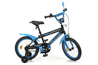 Велосипед детский PROF1 16" Y16323-1 Inspirer,SKD75, фонарь, звонок, зеркало,черно-синий, черно-синий