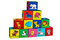 Набор игрушечных мягких кубиков "Животные" 12 штук МС 090601-13