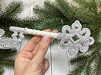 Новогодний декор подвеска Ключ белый в глитере 7 х 16 см (шт)