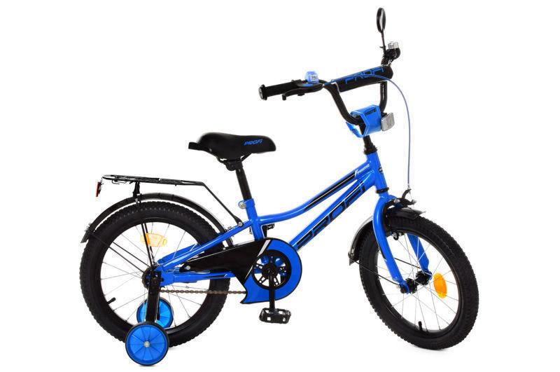 Велосипед детский PROF1 18", Y18223 Prime, SKD45, фонарь, звонок, зеркало, дополнительные колеса, синий - фото 1 - id-p2032884305