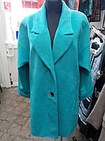 Пальто женское кашемировое бирюзового цвета