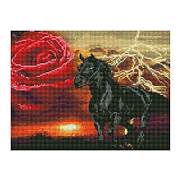 Алмазна мозаїка "Чорний кінь" EJ1364, 40х30 см ssmag.com.ua