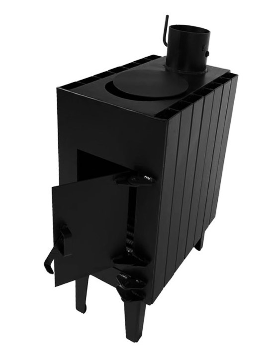 Піч-буржуйка до 65м² на дровах сталева з варильною поверхнею та радіатором Mangalzavod BP-100RV 9 кВт 260х485х700 мм, фото 1