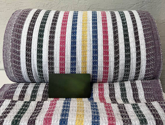 Рушникова тканина 35 см, вафельне полотно для пошиття рушників у рулоні 50 м, на темно-фіолетовій основі, фото 1