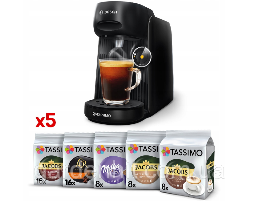Капсульна кавомашина Bosch TAS16B2 Finesse 3,3 бар чорна, чорно-біла, бежева