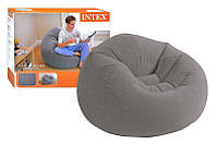 Кресло надувное, велюровое, в виде пуфика 68579 Beanless Bag Chair, 107х104х69см