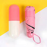 Компактна парасолька в капсулі-футлярі Рожевий, маленька парасолька в капсулі. MD-703 Колір: рожевий, фото 2