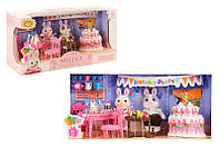 Набор с флоксовыми животными 55003 День Рождения в наборе торт с музыкой+свет, коробка 33.5*13.5
