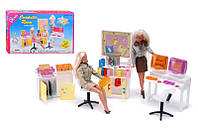 Меблі для ляльок Gloria, 21022, для комп'ютерного класу, стільці, дошка, принтери, трафарети, у коробці р.
