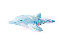 Надувной детский плот "Дельфин" 58535 (6шт) винил, с ручками (3+ лет), рем комплект, в кор. 175*66см