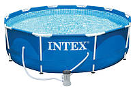 Бассейн каркасный INTEX Metal Frame Pool круглый (6+лет) с фильтром-насосом, в кор. 28202, р. 305