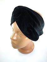 Женская повязка на голову велюровая Чалма Тюрбан теплая модная стильная Черная