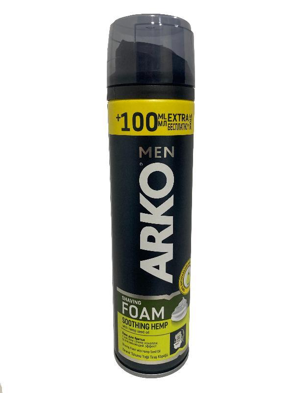 Піна для гоління ARKO, заспокійливий ефект (SOOTHING HEMP) з олією насіння
конопель, 300 мл