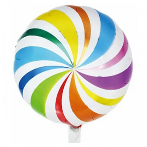 Фольгована кулька Карамелька Льодяник круглий 45см (18") | Райдужний