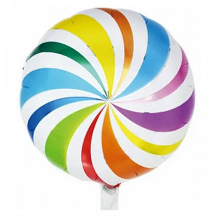 Фольгована кулька Карамелька Льодяник круглий 45см (18") | Райдужний, фото 1