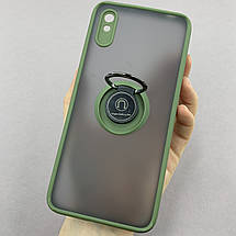 Чохол для Xiaomi Redmi 9A чохол з кільцем підставкою на телефон сяомі редмі 9а зелений t8b, фото 3
