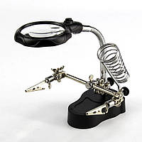 Тримач "тритья рука" MG16126-A з підсвіткою, 3.5X 65 мм + 12X 17 мм + підставка паяльника, (3ААА)