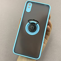 Чохол для Xiaomi Redmi 9A чохол з кільцем підставкою на телефон сяомі редмі 9а бірюзовий t8b, фото 3