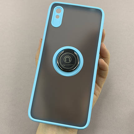 Чохол для Xiaomi Redmi 9A чохол з кільцем підставкою на телефон сяомі редмі 9а бірюзовий t8b, фото 1