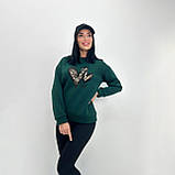 Жіночий Теплий Світшот із принтом Серце, оверсайз | Худі вільного крою, з малюнком, тринитка на флісі | Норма та Батал, фото 8