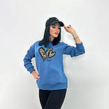 Жіночий Теплий Світшот із принтом Серце, оверсайз | Худі вільного крою, з малюнком, тринитка на флісі | Норма та Батал, фото 2