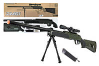 Игрушечная Снайперская винтовка CYMA ZM51G на пульках, лазер, прицел, металл и пластик коробка 90*8*24